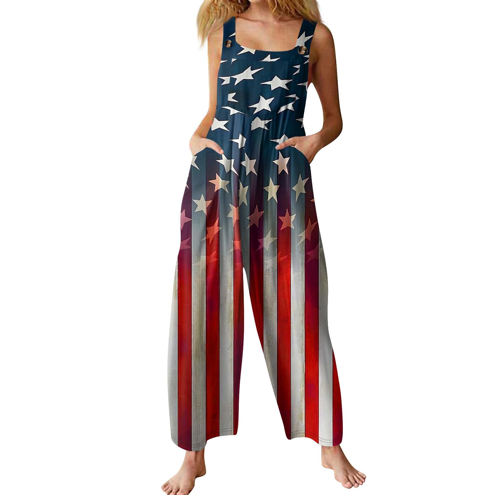 

Женские повседневные комбинезоны с регулируемыми лямками, без рукавов, с принтом «День независимости», удобные комбинезоны с карманом L киноварь