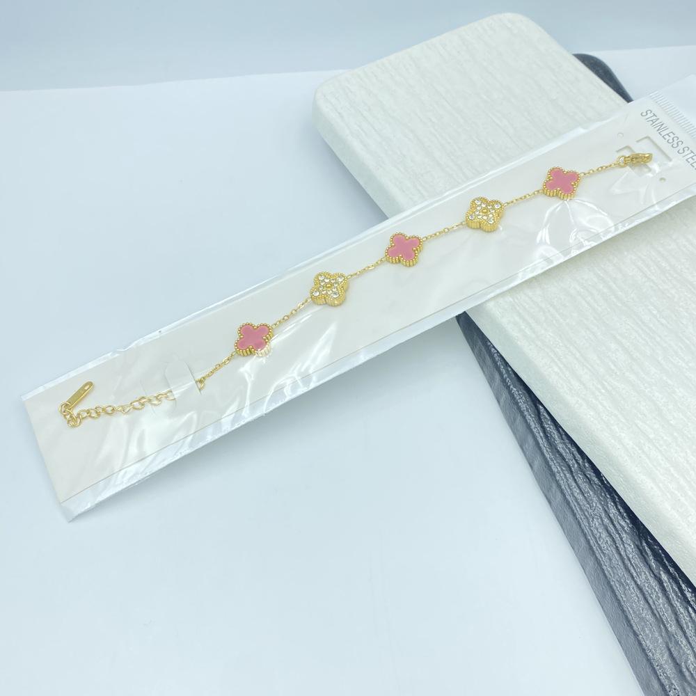 

Браслет «Четырехлистный клевер» 13 мм Титановая сталь Четырехлистный клевер Реверсивный браслет Без потери цвета Титановая сталь Женский браслет