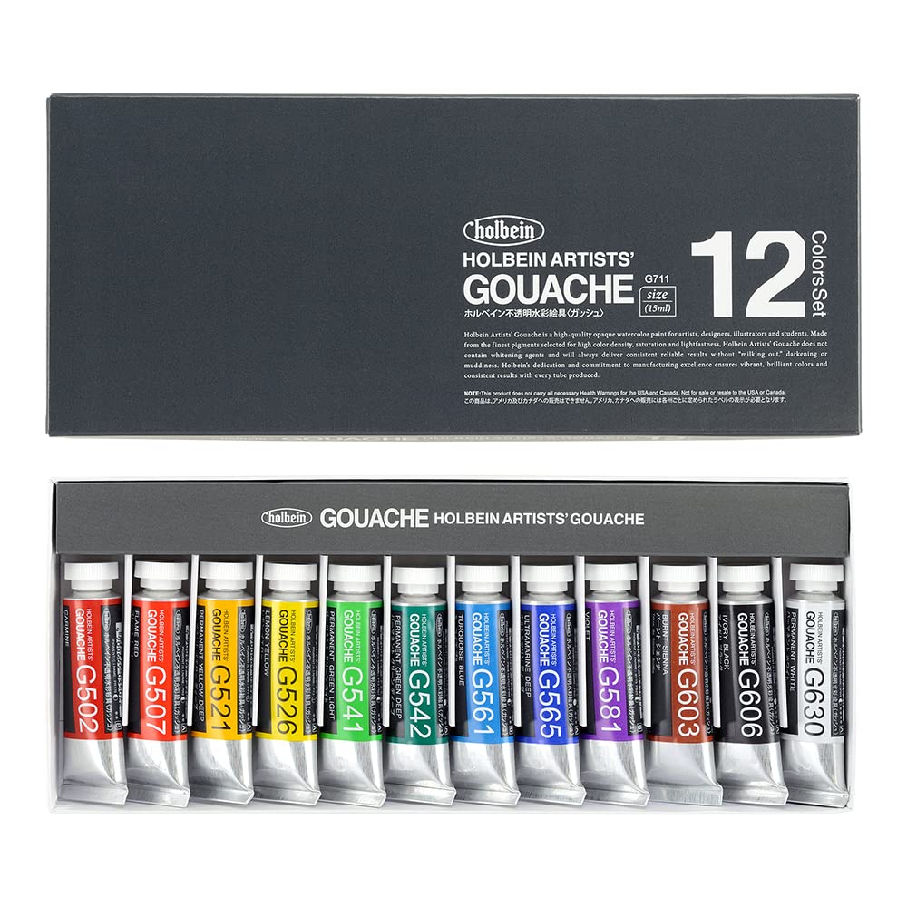 Holbein Opaque Watercolors (Gouache) G711 15ml 12-Color Set 03711