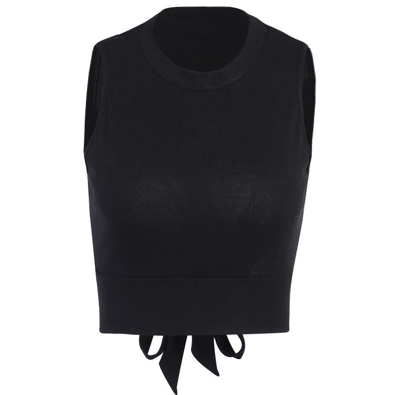 Kvinnor sommar ärmlös rygglös enfärgad bar midriff väst Crop Top