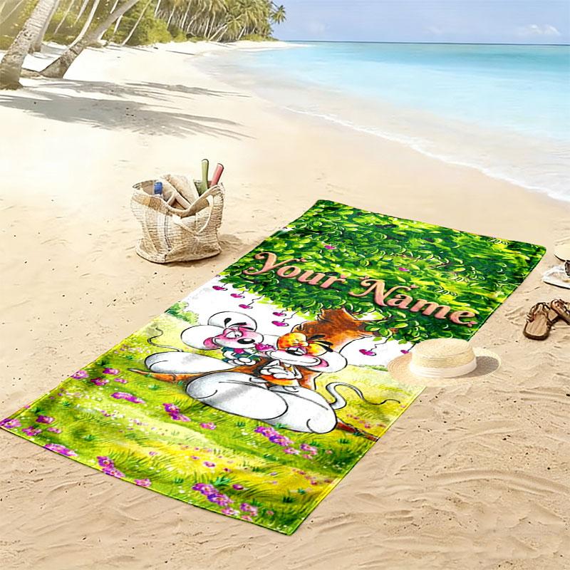 Diddl Custom Name Print Beach Towel, Large Soft Quick Dry Towel for Beach Camping Swimming