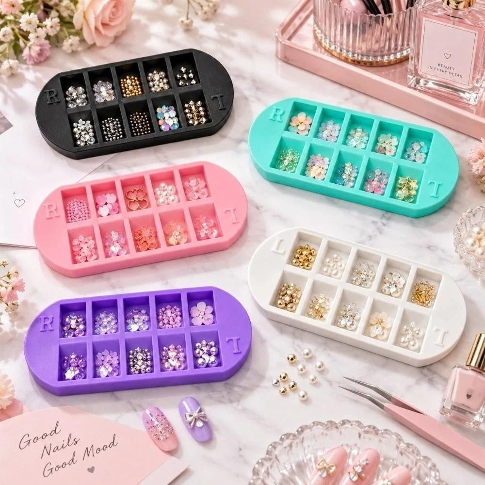 10 Grids Nail Tip Storage Tray Reusable Nail Art Storage Plate Nail Art Organizer Home Manicure