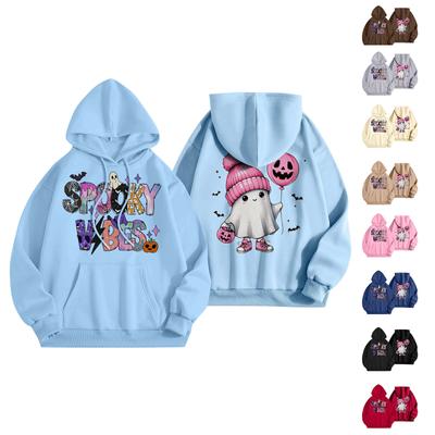 Women's Fashion Loose Casual Halloween Long Sleeve Hooded  Printed Hooded Sweatshirt