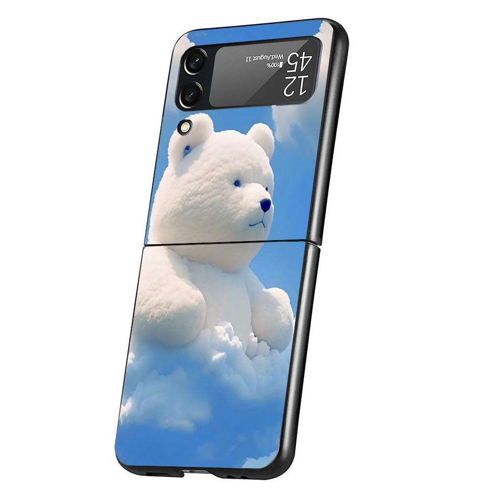 Sunny Clouds Teddy Bear Phone Case For Samsung Galaxy Z Flip 7 6 5 4 3 5G Cover ZFlip7 ZFlip6 ZFlip4 ZFlip5 ZFlip3 Coque Fundas