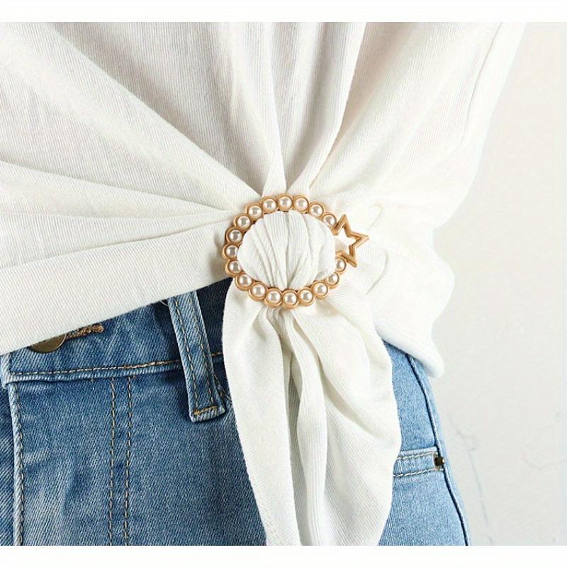 Round Shape Elegant Tee Shirt Clips Scarf Buckles T-Shirt Clip Ring Clothes Corner Knotted Buckles Inner Diameter 29-35mm