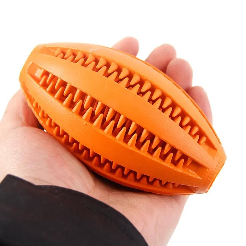 

Pet Dog Chew Toys Teeth Cleaning Snack Ball Pet Dog Toy Ball Natural Rubber Super Tough Interactive Bouncy Pet Supplies 9x5x5cm оранжевый
