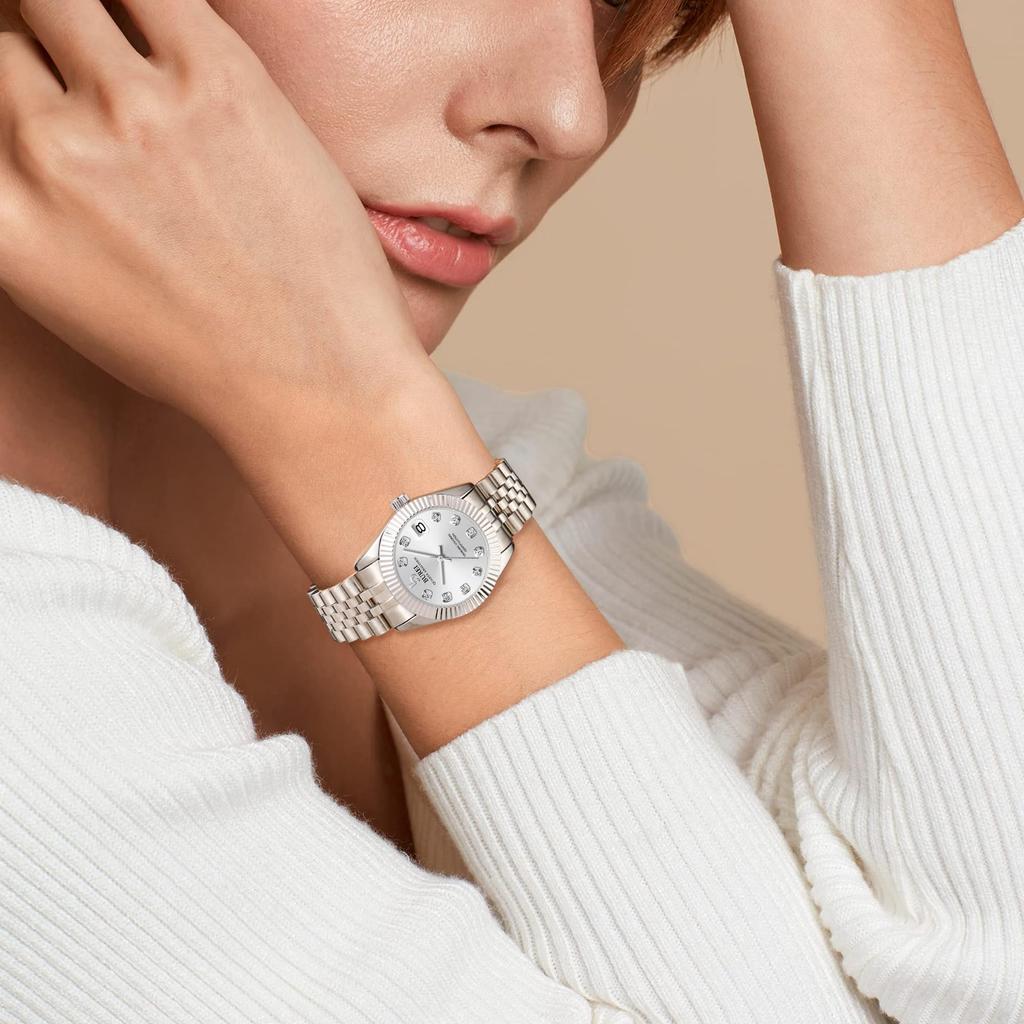 BUREI Women's Watch Japanese Quartz Analog Waterproof Diamond Dial Stainless Steel Business Ladies Watch Popular Stylish Cute Female Gift women watch