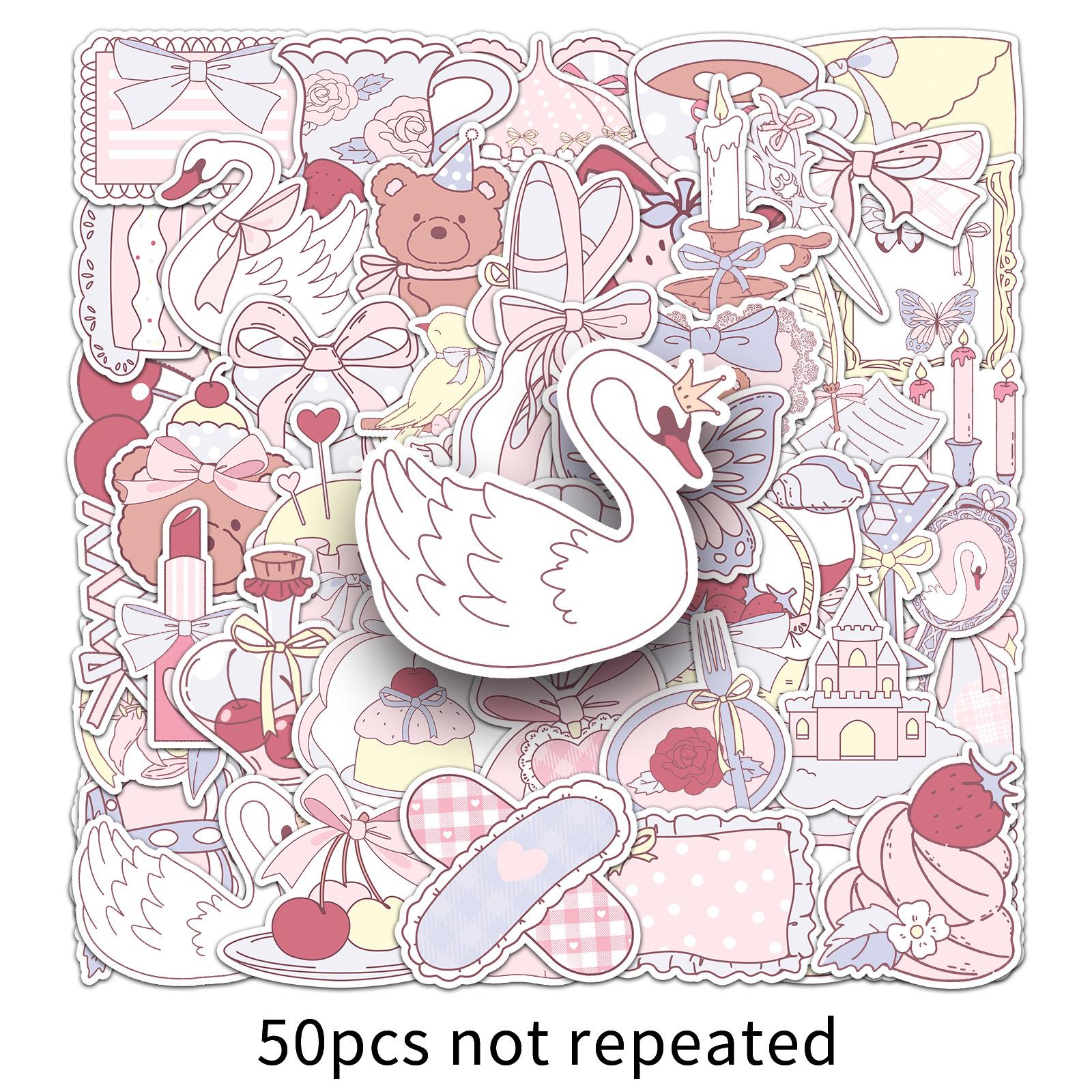 

50 Waterproof Hand-Painted Ballet Style Stickers for Girls - INS Style Decoration Set for Phone Case DIY