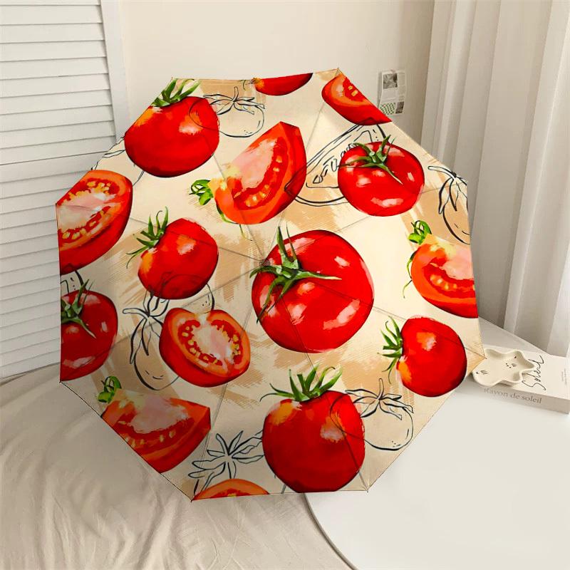 

1PC Tomato Pattern Umbrella-8-Rib Reinforced, Automatic Open, Lightweight & Durable, Cute Fashion Accessory for Outdoor-T391