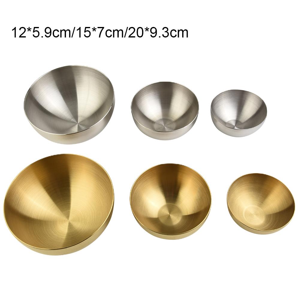 Stainless Steel Fruit Salad Bowls 12/15/20cm Double Walled Bowl For Salade Soup Rice Kitchen Tableware Food Container