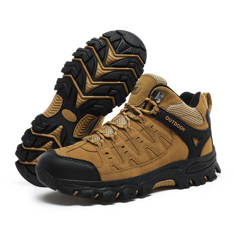 Men Hiking Shoes Outdoor Anti-slip Lace-up Soft Breathable Casual Sneakers Shoes Wear-resistant Running Shoes Men