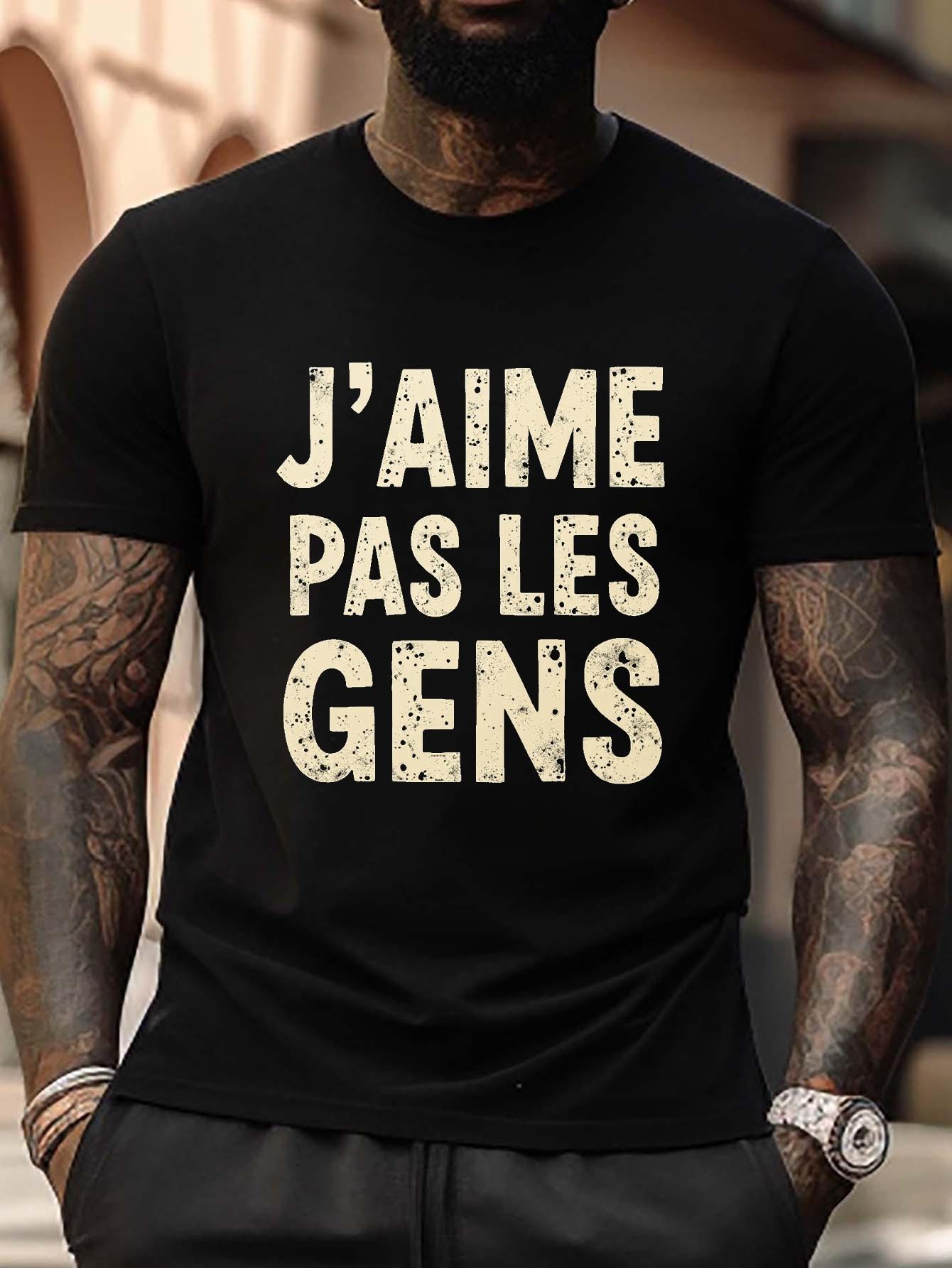 Plus Size T-shirt - Bold Distressed French Phrase Typography XXXXL