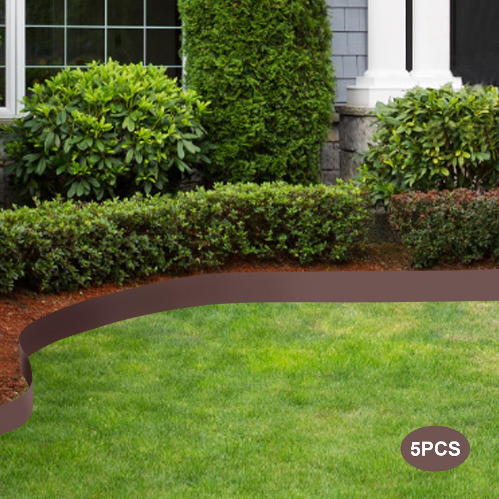 5PCS Steel Lawn Edging, 39 Inch Metal Garden Border, Flexible Landscape Edging for Yard, 5" Tall Lawn Barrier, Steel Yard Edging
