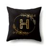 Polyester Pillowcase Black Gold Flower Home Decoration Print Pillowcase 26 English Letter Cushion Cover