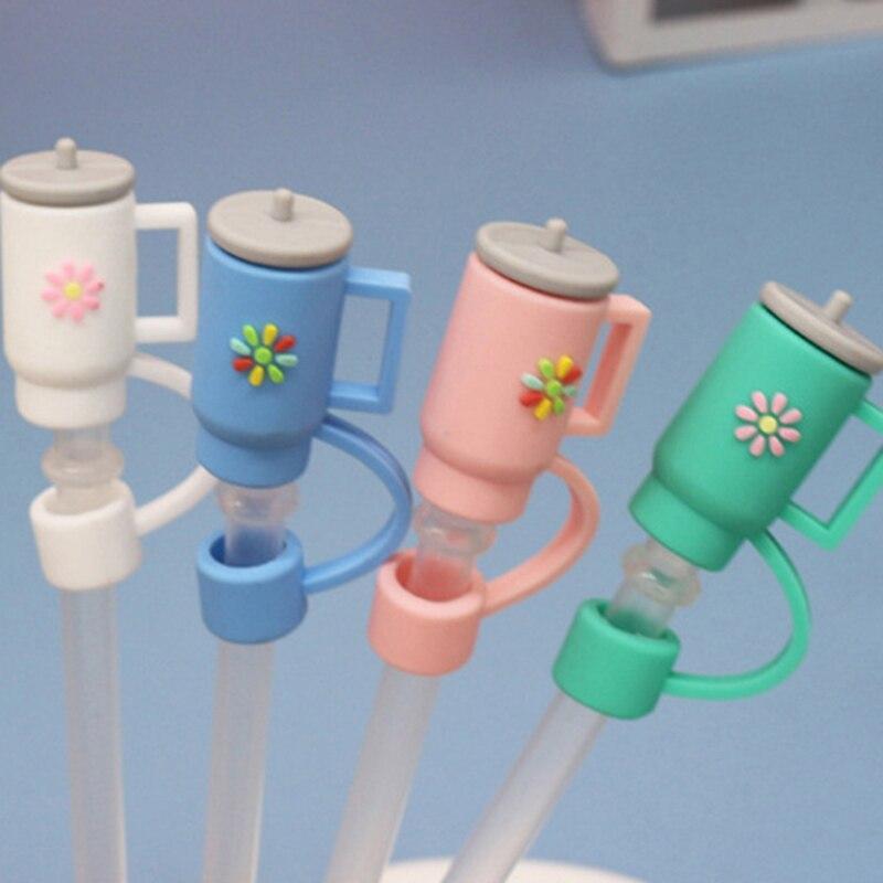 5PCS Large Diameter 10mm Straw Cap Color Silicone Leakproof Plug Ice Bullock Accessories Dust Cup Straight Bends Are Available