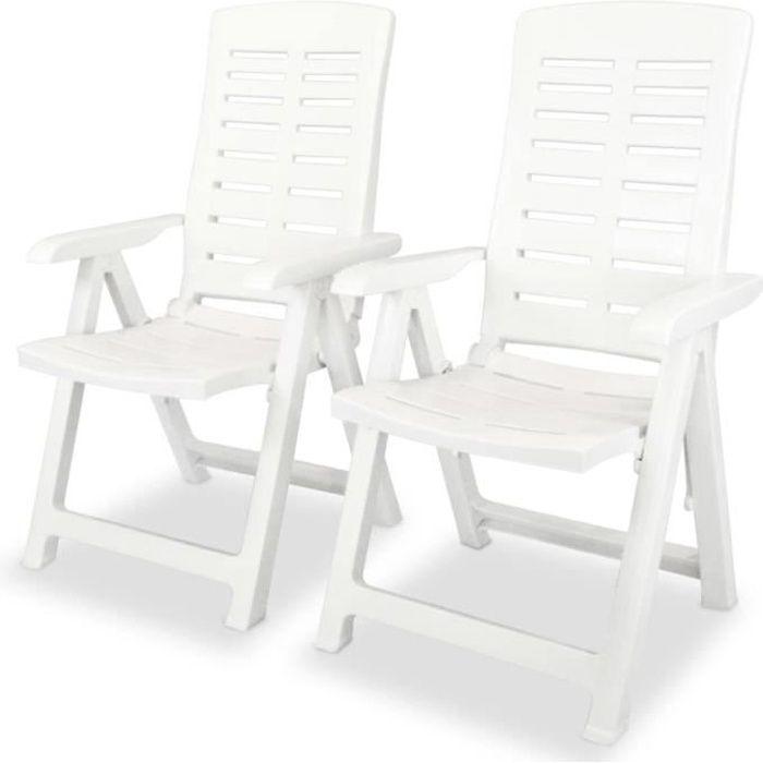VidaXL 2 pcs Chaises inclinables de jardin Plastique Blanc