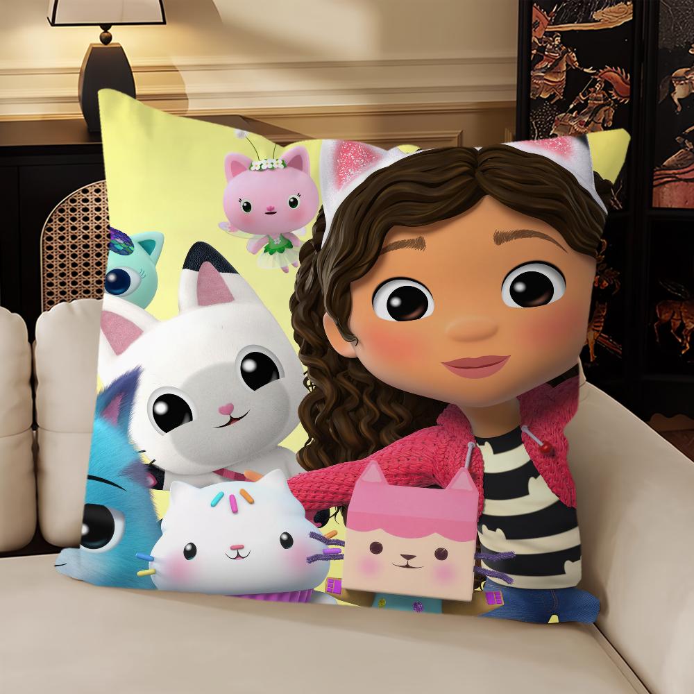 Cartoon G-Gabbys Lovely D-Dollhouse Pillow Case Sofa Living Room Headboard Bedroom Backrest Cushion Square Cushion Nap Time