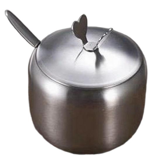 

Stainless Steel Chili Oil Dispenser with Spoon Creative Seasoning Jar for Salt Spices Sauce Rust-Proof Leak-Proof Lid Kitchen Essential S A