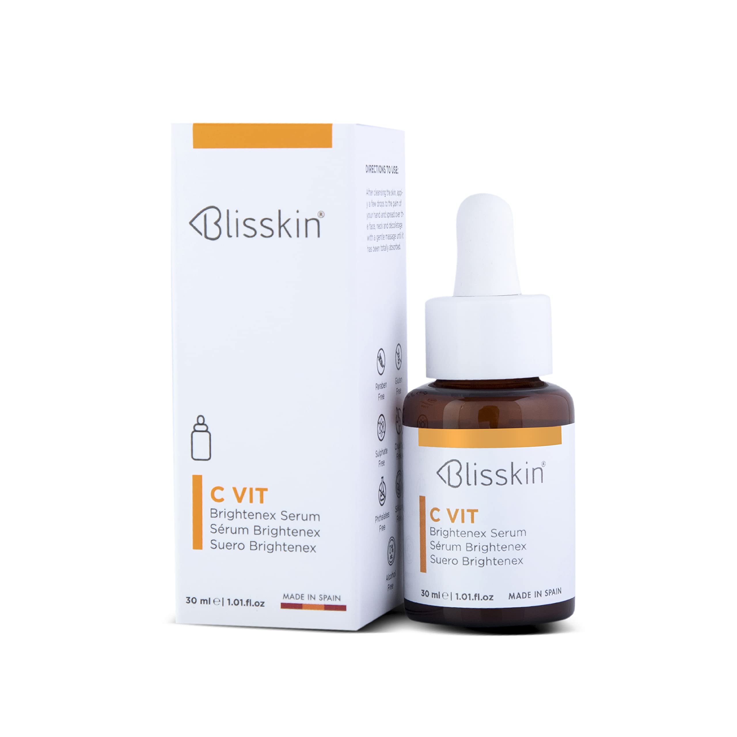 Blisskin C VIT Brightenex Serum For Brightening & Depigmentant, With Stable Vitamin C & Citrus Aurantium Dulcisoil, Sulphate & Paraben Free, For Al