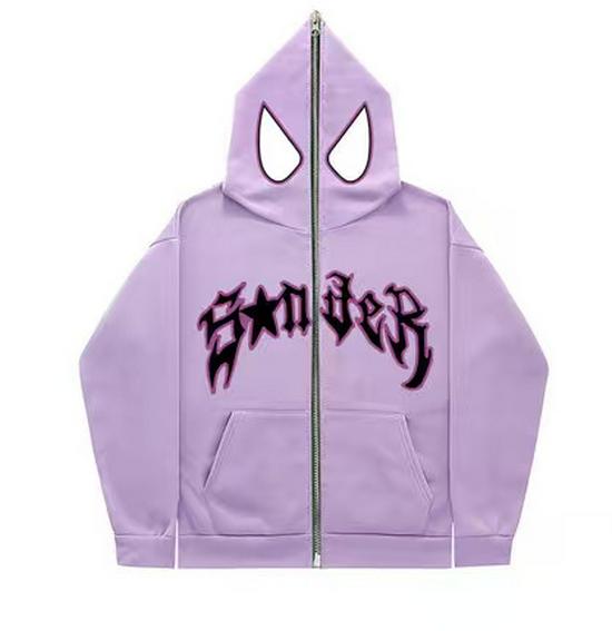 2023 Halloween Unisex Y2K Spider-Man Zip Hoodie - Loose Fit, Large Size for Couples