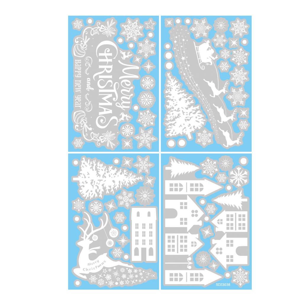 Christmas Window Stickers White Snowflake Elk Holiday Window Glass Door Decoration Stickers