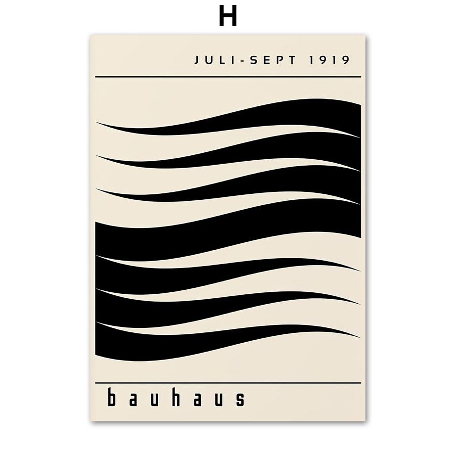 Bauhaus Exhibition Black Mid Century Modern Wall Art Print Abstract Canvas Painting Nordic Poster Wall Picture Living Room Decor
