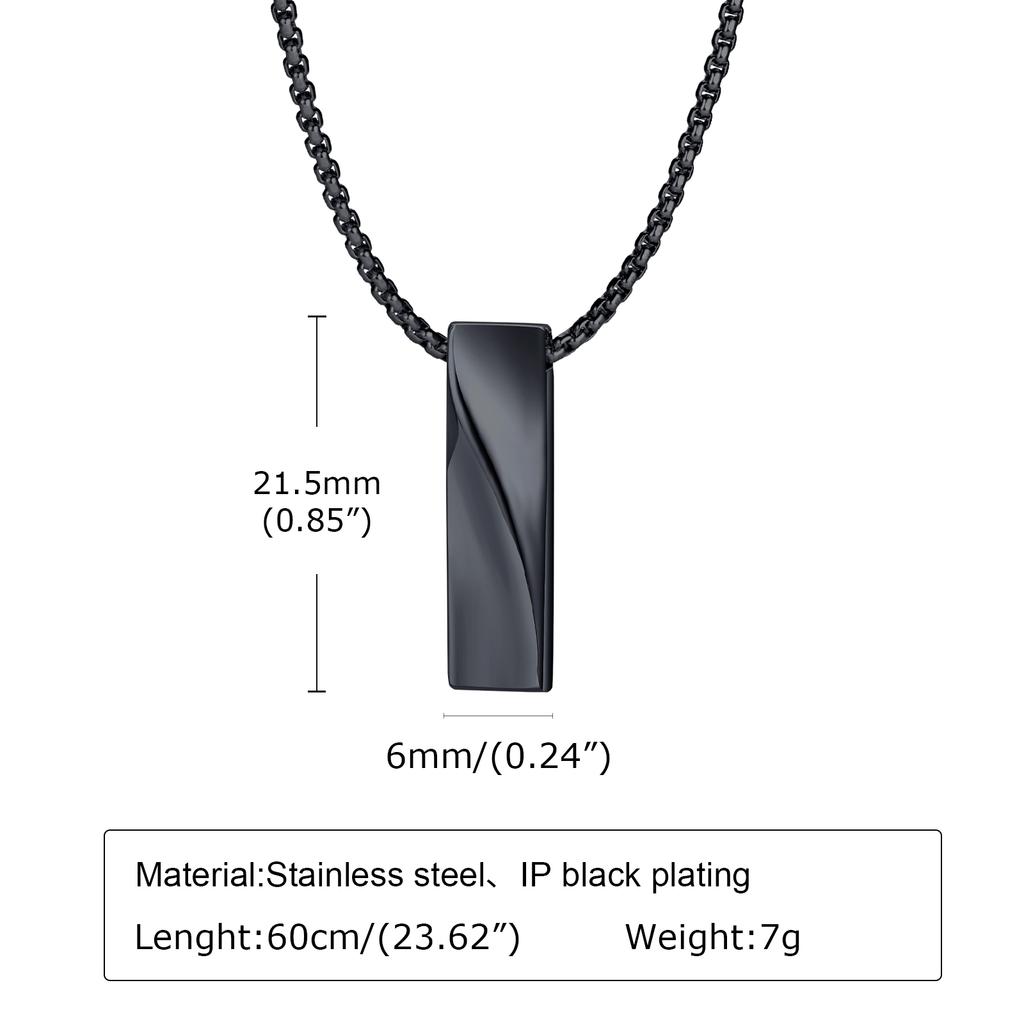 Rectangle Bar Pendants Necklaces for Men Stainless Steel Geometric Neckchain Minimalism Simplicity Collar Chain Jewelry for Him