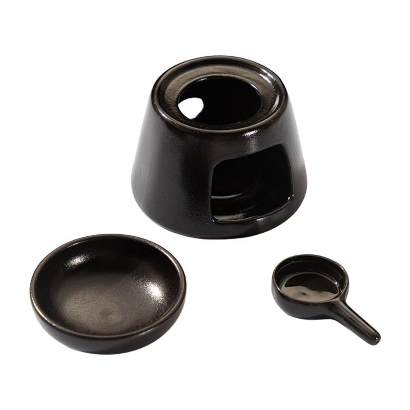 

Black Ceramics Aromas Burners for Essential Oils and Wax Melts with Tealight Holder Spoon for Bedroom or Living Room 1