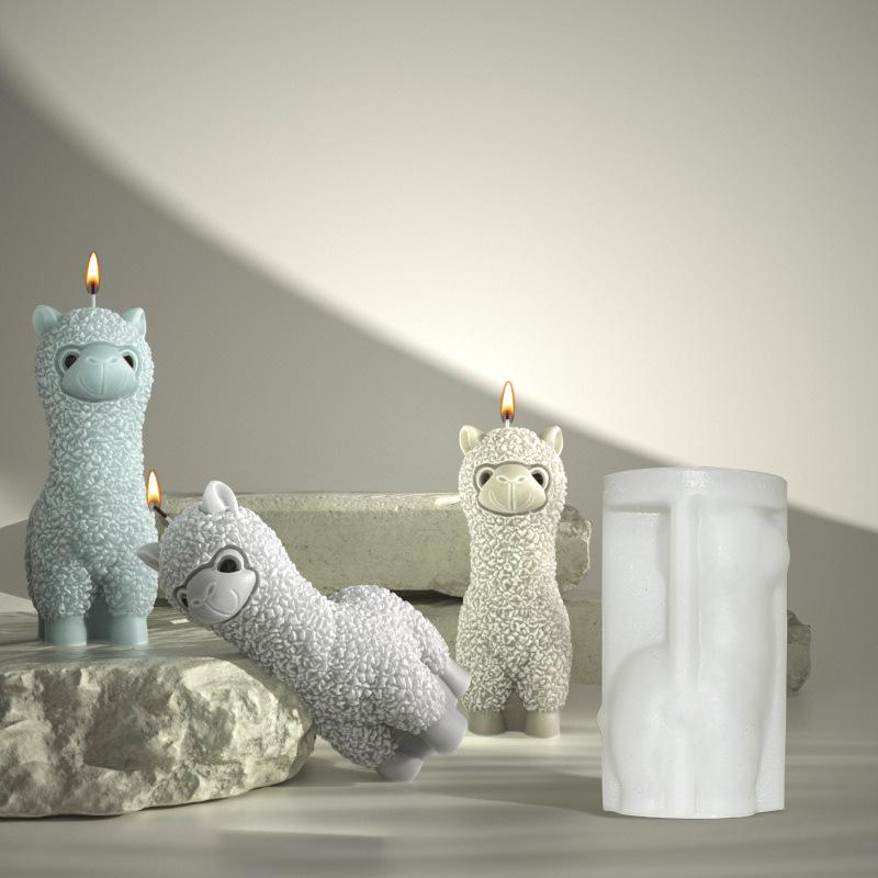 1 Stück Neue DIY Aromatherapie Gips Kerzenform Simulation Tier Harz Ornament Alpaka Silikon Kerzenform