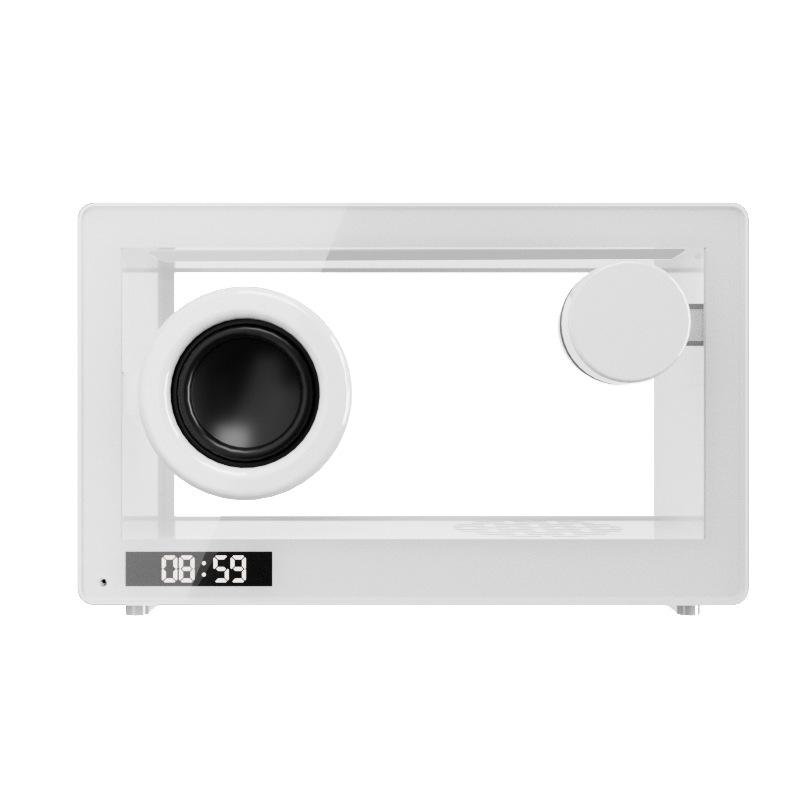 Portable Alarm Clock Bluetooth Speaker Vintage Hifi Soundbar Wireless Colorful Atmosphere Light with Mic Support TF Card Play