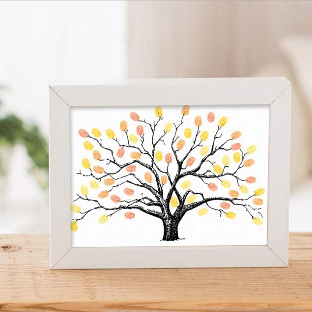 Guest Sign- with Inkpad, Fingerprints Tree Painting for Wedding Birthday Party