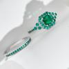 Luxury Female Green Zircon Stone Engagement Ring Set Cute Silver Color Wedding Jewelry for Women
