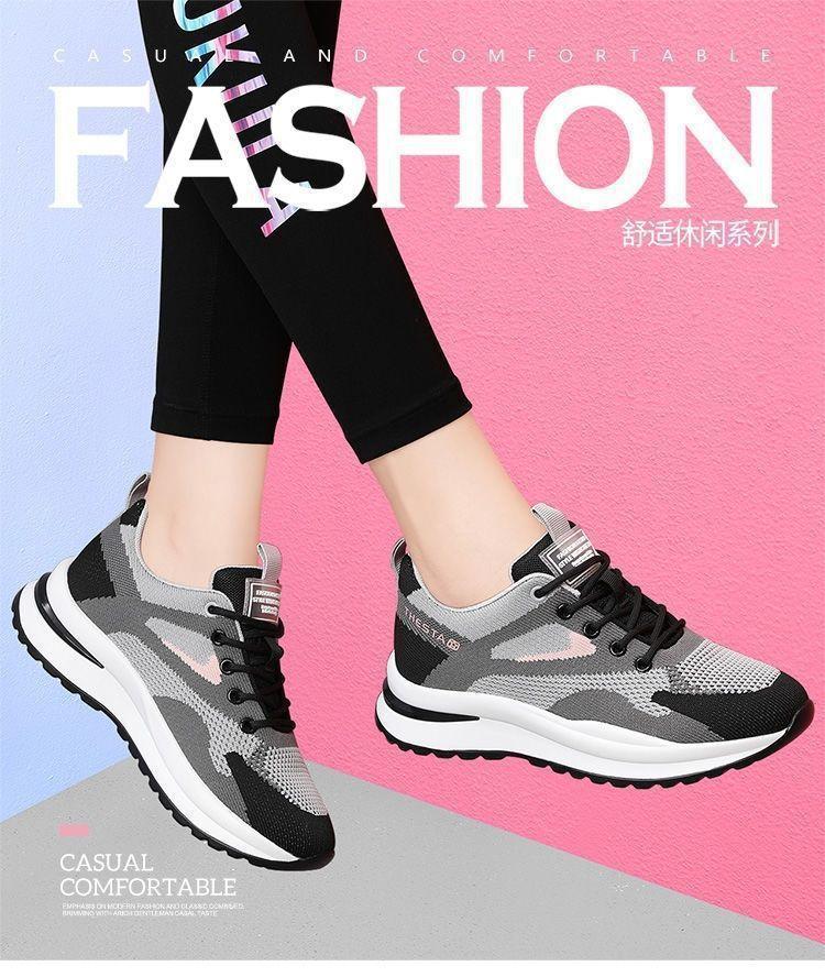 Summer new women's shoes fashionable versatile soft-soled women's casual shoes 2025 direct sales breathable fly-woven shoes comfortable single shoes