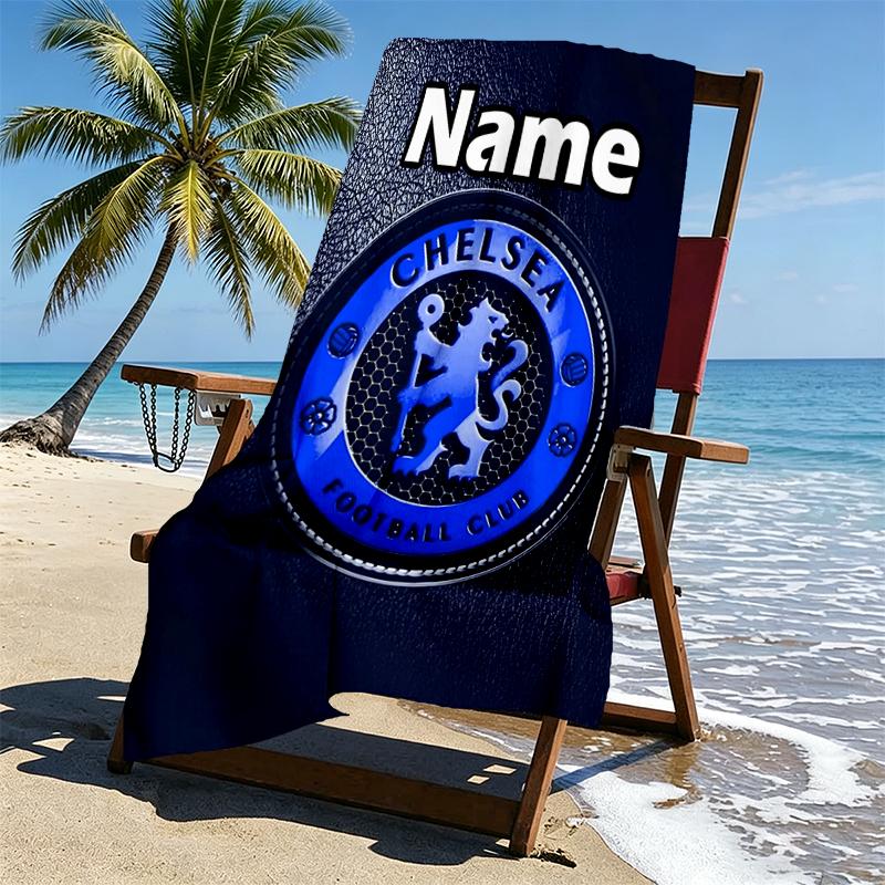 Custom Name Personalized Chelsea F.C Print Beach Towel, for Trip Camping Beach Party Home Decor, Birthday Gift for Family & Friends