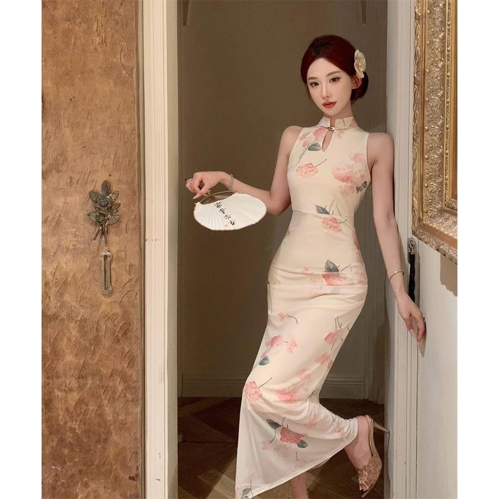 High Slit Women's Clothing Retro National Style Tight Daily Improvement Cheongsam Women's Year Slim Mesh New Chinese Dress