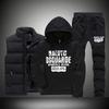 Fall and Winter Men's Hooded Printed Sweater Thickened Three-piece Down Cotton Vest Large Size Casual Outfit