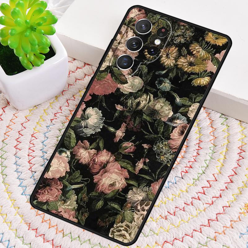 

Midnight Floral Silicone Phone Case For Samsung Galaxy note 10 pro S26 S25 S24 S23 S22 S21 Plus S25Ultra Capa Cover Galaxy S21 Ultra 5G