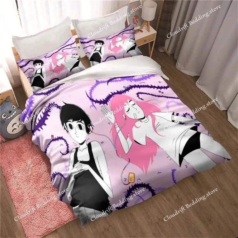 Anime Omori Printed Bedding Set All Seasons Double Duvet Cover Set Twin King Size Bedclothes Home Textile