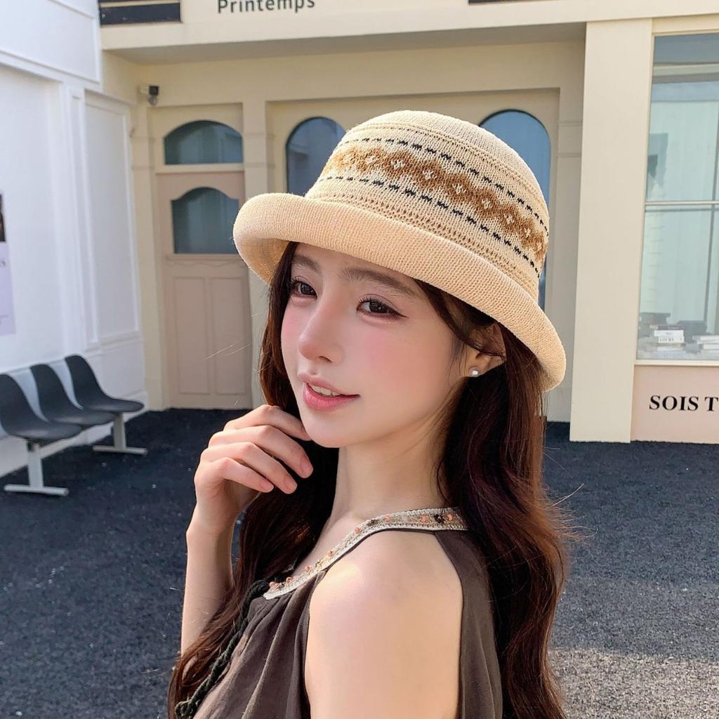Spring And Summer Straw Hat Temperament Women'S Breathable Short Brim Fashion Sun Hat Versatile Hollow Sun Hat Basin Hat