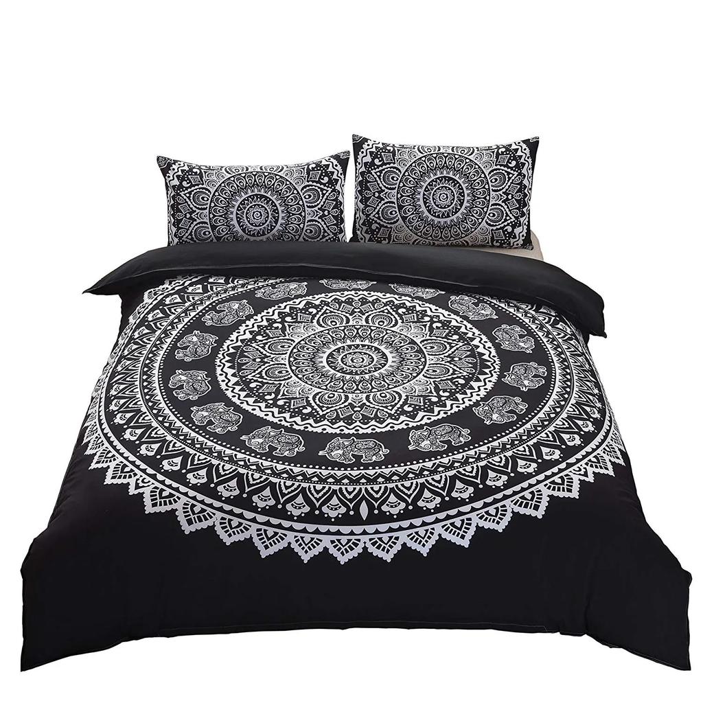 Mandala Purple Galaxy Duvet Cover Boho Chic Petal Flower Bohemian Meditation Gypsy Hippie Floral Exotic Retro Decor Women Gifts