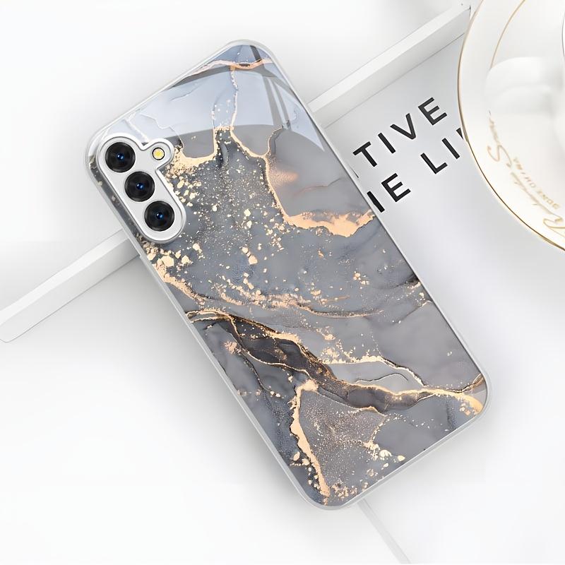 Texture-flowing gold-gray Electroplating glass Phone Case for Samsung GalaxyS26 S25 S24 S23 S22 S20FE Ultra Plus anti drop Cover