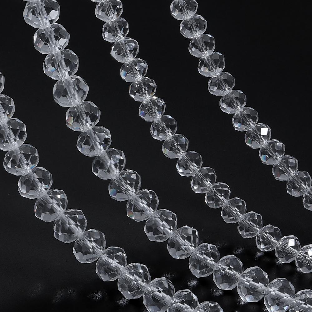 3 4 6 8 10mm Faceted Crystal Beads Transparent Rondelle Glass Loose Beads For Jewelry Making DIY Bracelet Necklace Accessories