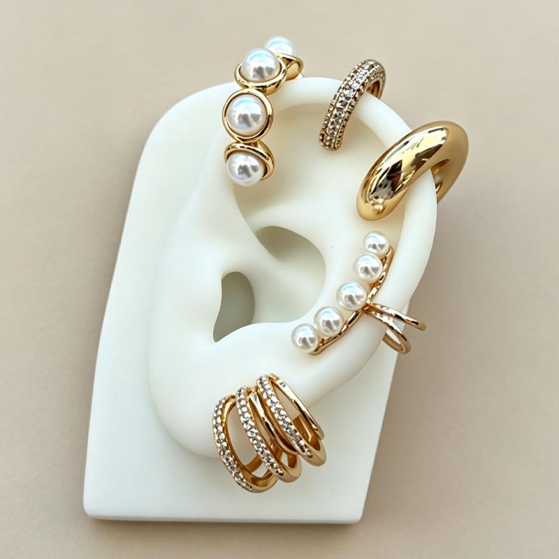iF ME 5pcs Gold Color Zircon Ear Clip Earrings Set For Women New C Ear Cuff Non-Piercing Ear Ear Clip Set Trend Jewelry Gifts