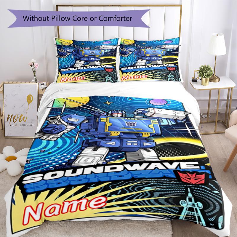 Transformers Fans Customize your name Bedding Set Breathable Duvet Cover with Pillowcases Home Decoration Birthday Gift