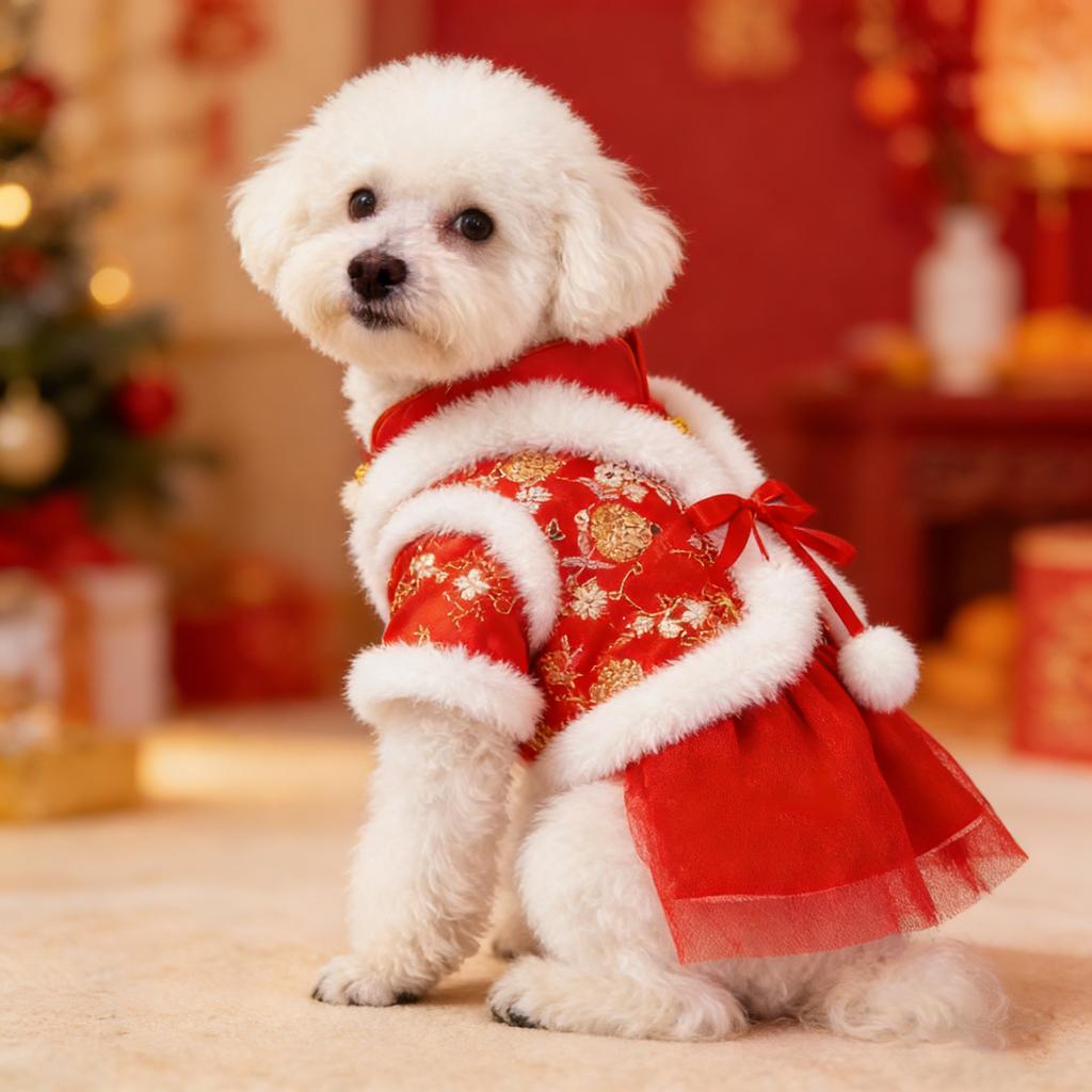 Pet Clothing For Cats And Dogs. Chinese New Year Festive Pet Clothes. Skirts. G