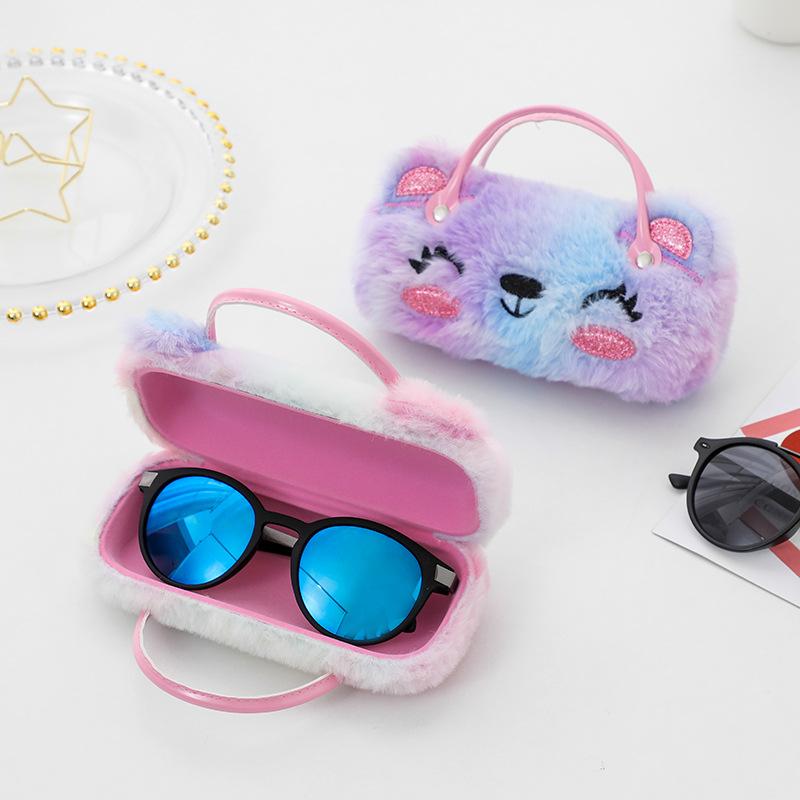 New plush cartoon glasses case: bear, koala, unicorn styles. Kids hand/coin bag, portable, pressure-resistant, foldable,  handy!