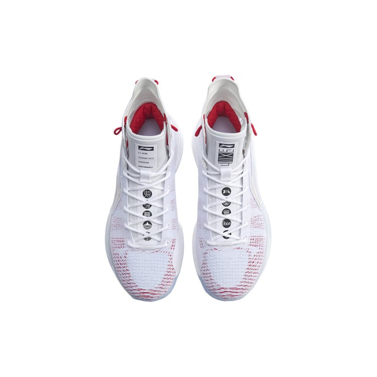 Li Ning YuShuai 13 Boom Slip Resistant, Abrasion Resistant, Lightweight High top Basketball Shoes Men's White Red ABAP031-1