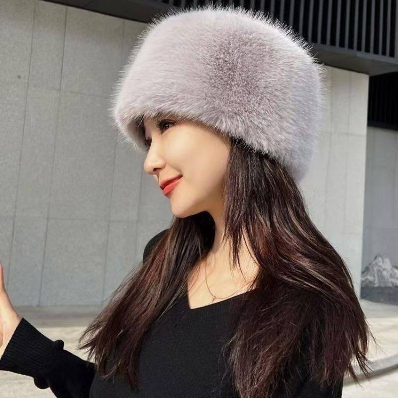 1Pc Ear Protection Thick Warm Winter Women's Fashion Fluffy Plush Hat Snow Ski Cap Imitation Fur