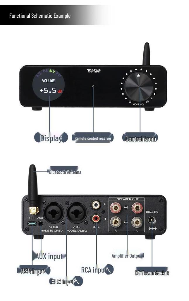 D325Q HiFi Bluetooth Digital Audio Amplifier with Remote Control