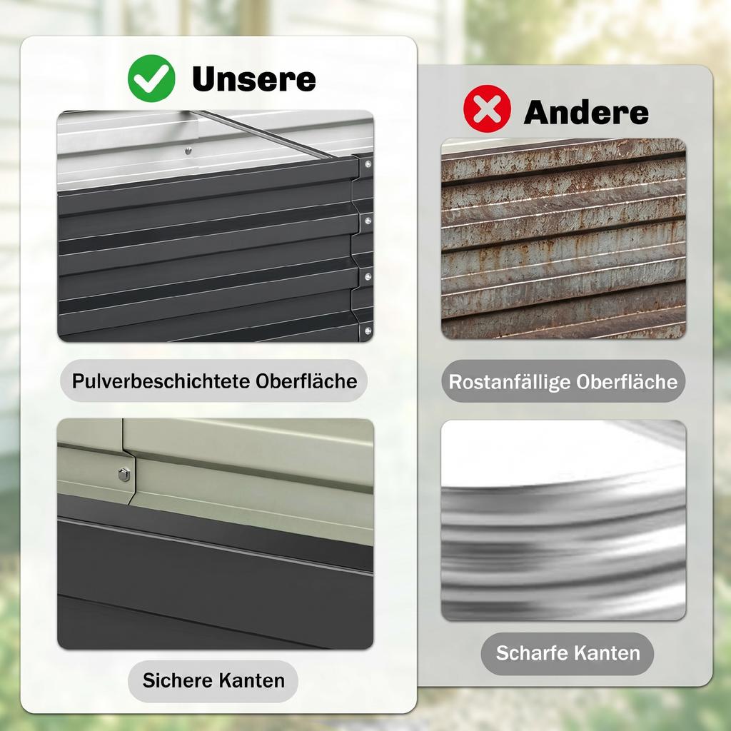 Raised Beds for Garden, Galvanized Outdoor Planters, for Herbs and Vegetables, Use for Patio, Backyard, Balcony, Grey